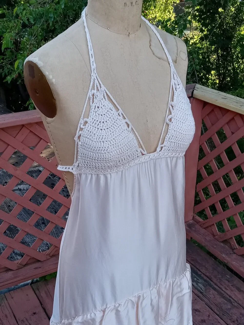 RARE nwt Patrizia Pepe size 8 Silk and Crochet Maxi Dress Light Petal Pink color - Picture 3 of 15